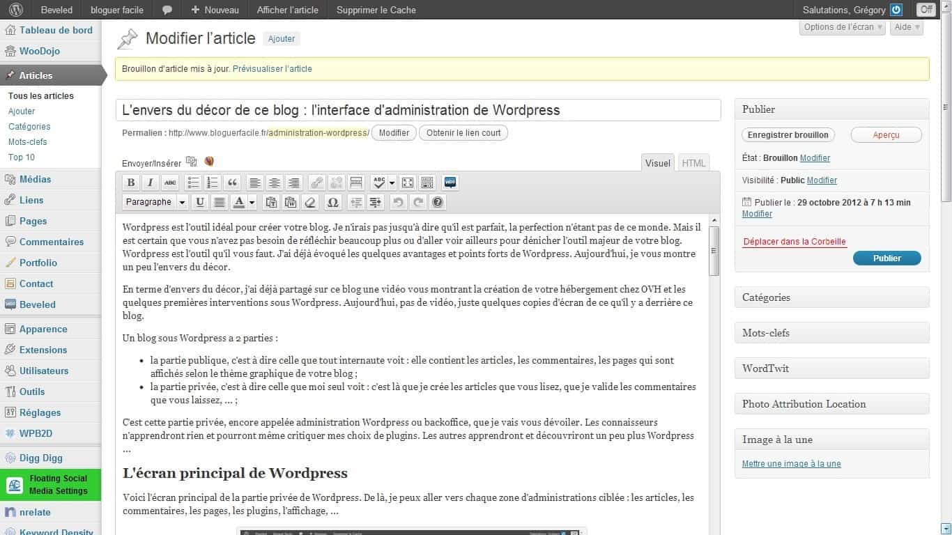 Découvrez le dashboard WordPress : tout ce que vous devez savoir pour bien utiliser le tableau de bord de votre site Le dashboard de WordPress, ou son tableau de bord, affiche un aperçu de la zone d'administration du site web. Il permet d'effectuer toutes les tâches : publier des articles, ajouter des plugins, d'ajouter des catégories, de personnaliser les thèmes, et bien plus encore. Petit aperçu pour bien le maîtriser.
