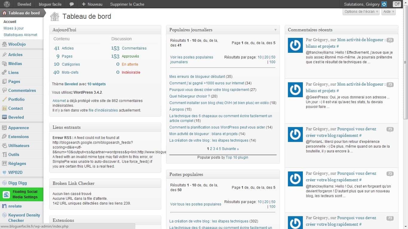 Découvrez le dashboard WordPress : tout ce que vous devez savoir pour bien utiliser le tableau de bord de votre site Le dashboard de WordPress, ou son tableau de bord, affiche un aperçu de la zone d'administration du site web. Il permet d'effectuer toutes les tâches : publier des articles, ajouter des plugins, d'ajouter des catégories, de personnaliser les thèmes, et bien plus encore. Petit aperçu pour bien le maîtriser.