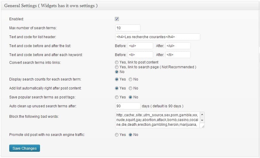 SEO SearchTerms Tagging 2 : améliorer facilement le référencement de vos articles Configuration du plugin WordPress "SEO SearchTerms Tagging 2"