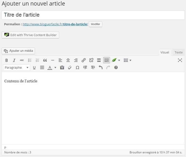 Découvrez la page de création d’un article sous WordPress. Et maîtrisez-la comme un pro ! La page de création d'un article sous Wordpress une page assez touffue. Avec beaucoup de boites de paramétrage et de zones de saisie. Et autant de fonctionnalités présentes. Son usage n'est cependant pas bien compliquée. Découvrons et domestiquons ensemble cette page et ces principales fonctions.